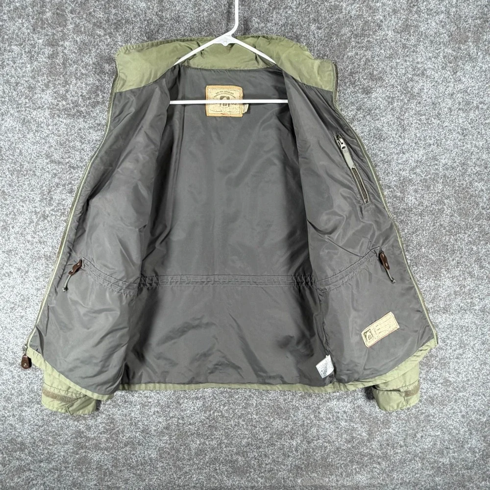 Sierra Designs Hooded Military Jacket Mens M Green Outdoor Zip Up Pockets Hiking